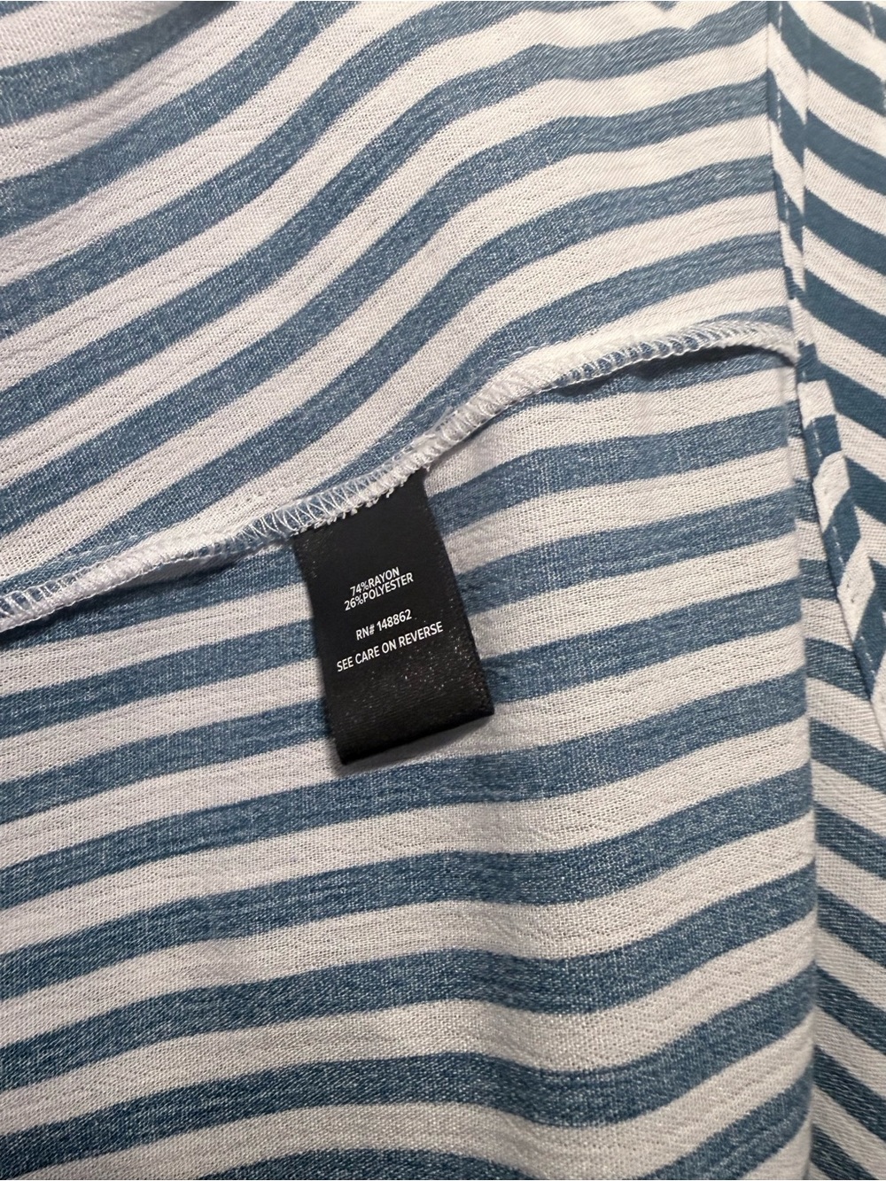 Pre-Loved Torrid Teal Blue and White Stripe Oversized Shirt Size: 2 (18-20) - Picture 6 of 8